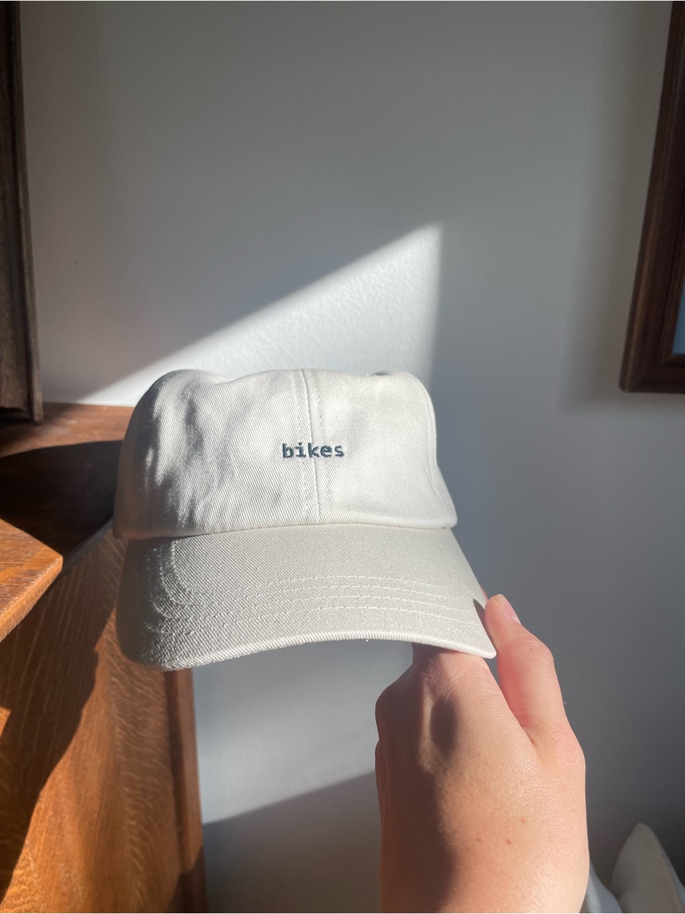 Embroidered Bikes Baseball Cap - Cream
